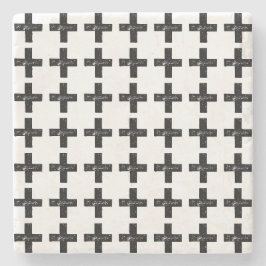 Schwarz und Weiß "Plus" Mathematik Symbol Lino Cut Steinuntersetzer
