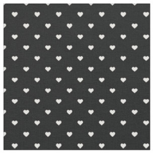 Schwarz und Weiß Polka Dot Hearts Stoff