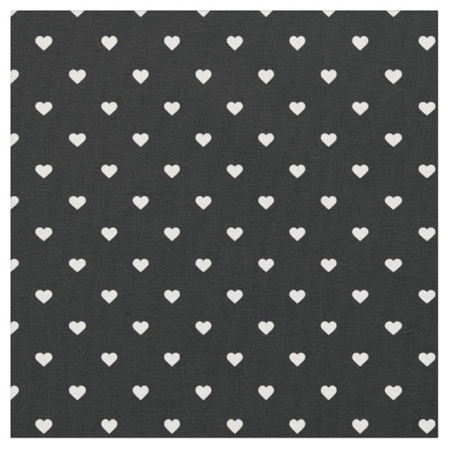 Schwarz und Weiß Polka Dot Hearts Stoff (Nahaufnahme)