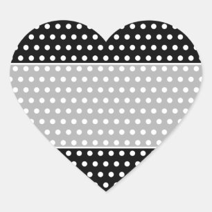 Schwarz und Weiß Polka Dot Muster. Spotty. Herz-Aufkleber