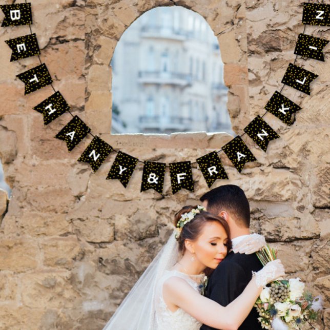 Schwarz und Weiß Random Gold Dot Patten Hochzeit Wimpelkette (Von Creator hochgeladen)