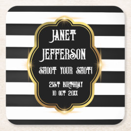 Schwarz und Weiß Rechteckiger Pappuntersetzer