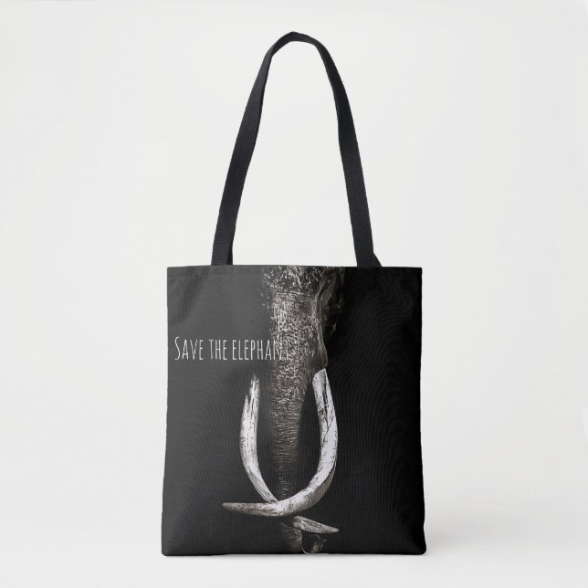 Schwarz und Weiß Rettete den Elefanten Tasche (Vorderseite)