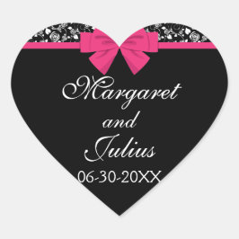 Schwarz und Weiß Rosen Rosa rosa Bow Herz-Aufkleber