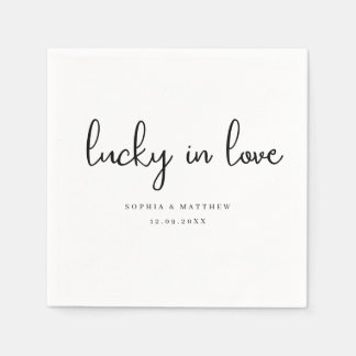 Schwarz und Weiß Rustikal Lucky in der Liebe Serviette
