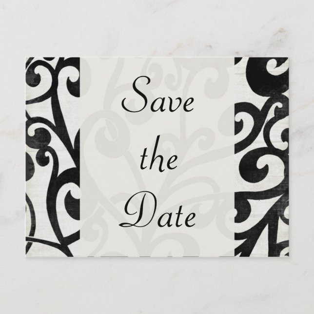 Schwarz und Weiß! Save The Date Ankündigungspostkarte (Vorderseite)