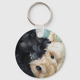 Schwarz und Weiß Schottische Terrier Scottie Art Schlüsselanhänger