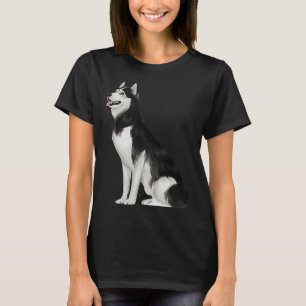 Schwarz und Weiß sibirischer Husky T-Shirt