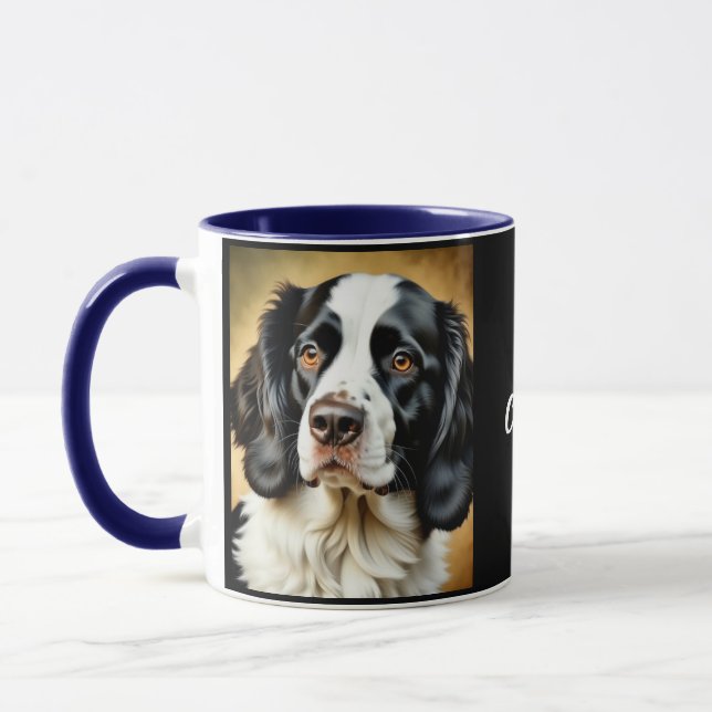 Schwarz und Weiß Springer Spaniel. Personalisiert Tasse (Links)