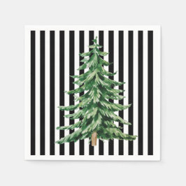 Schwarz und Weiß Streifen Aquarellwein Weihnachtsb Serviette