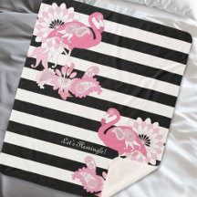 Schwarz und Weiß Streifen Paisley Pink Flamingos