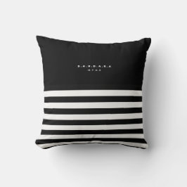 Schwarz und Weiß Streifen Trendy Stilvolle Monogra Kissen