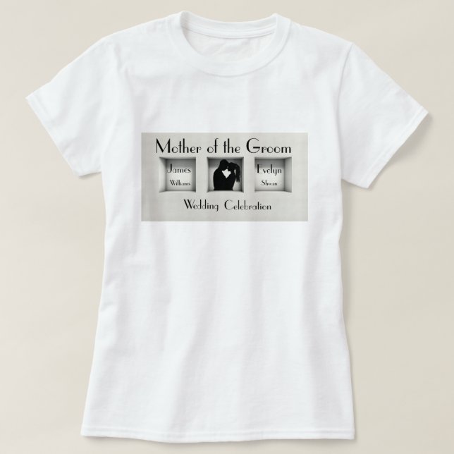 Schwarz und Weiß, trendige Mutter des Grooms T-Shirt (Design vorne)