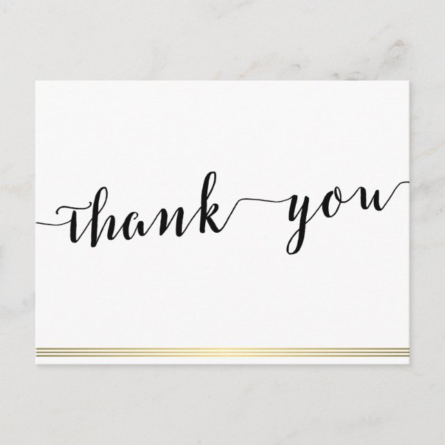 Schwarz und Weiß Vielen Dank Postkarten Gold Lines (Vorderseite)