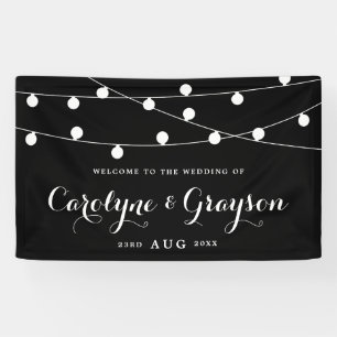 Schwarz und Weiß   Whimsical Fairy Lights Hochzeit Banner