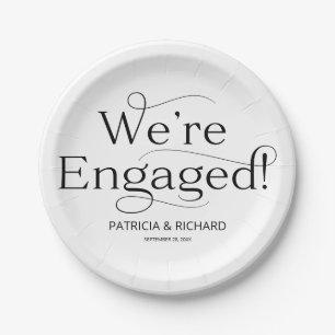 Schwarz und Weiß Wir sind Verlobte Engagement-Part Pappteller