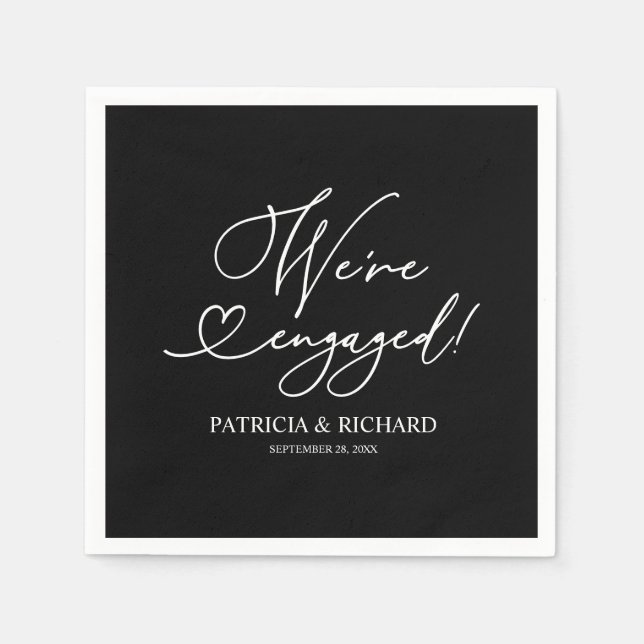 Schwarz und Weiß Wir sind Verlobtes Nickerchen der Serviette (Vorderseite)