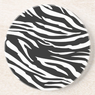Schwarz und Weiß Zebra Print Animal Muster Unterse Sandstein Untersetzer