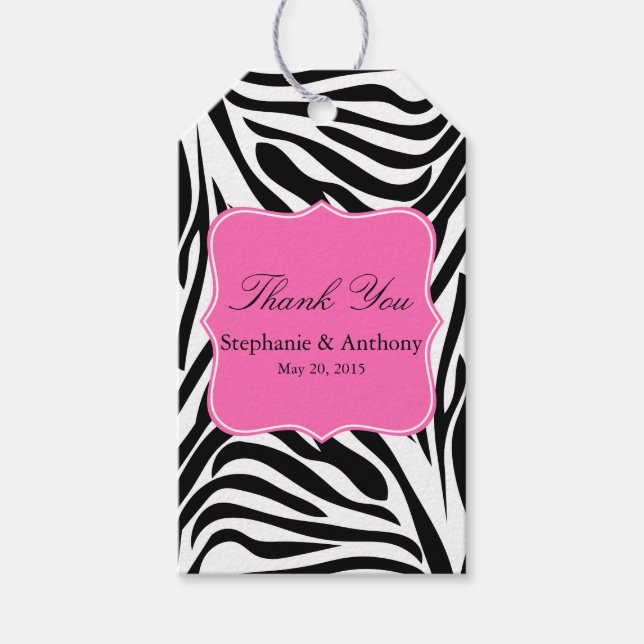 Schwarz und Weiß Zebra Print und Hot Pink Vielen D Geschenkanhänger (Vorderseite)