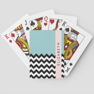 Schwarz und Weiß Zigzag, Zickzack, Blau, Ihr Name Spielkarten