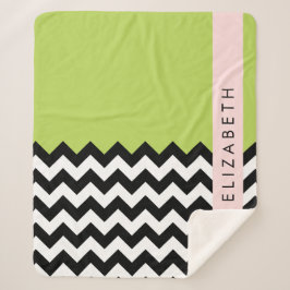 Schwarz und Weiß Zigzag, Zickzack, Grün, Ihr Name Sherpadecke