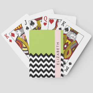 Schwarz und Weiß Zigzag, Zickzack, Grün, Ihr Name Spielkarten