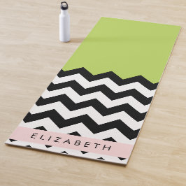 Schwarz und Weiß Zigzag, Zickzack, Grün, Ihr Name Yogamatte