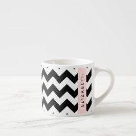 Schwarz und Weiß Zigzag, Zickzack Muster, Ihr Name Espressotasse