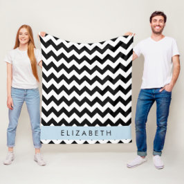 Schwarz und Weiß Zigzag, Zickzack Muster, Ihr Name Fleecedecke