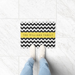 Schwarz und Weiß Zigzag, Zickzack Muster, Ihr Name Fußmatte