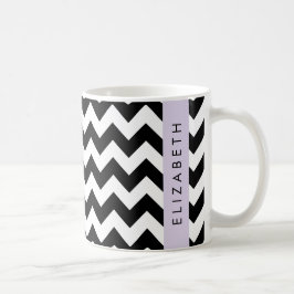 Schwarz und Weiß Zigzag, Zickzack Muster, Ihr Name Kaffeetasse