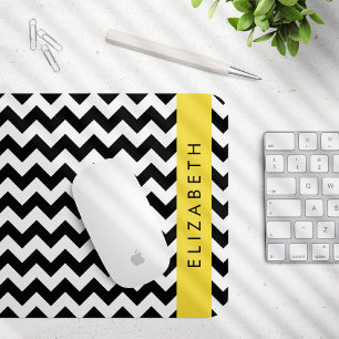 Schwarz und Weiß Zigzag, Zickzack Muster, Ihr Name Mousepad