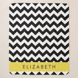 Schwarz und Weiß Zigzag, Zickzack Muster, Ihr Name Sherpadecke