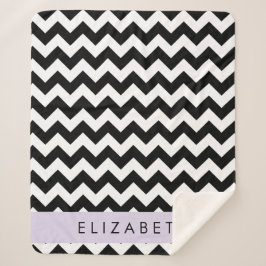 Schwarz und Weiß Zigzag, Zickzack Muster, Ihr Name Sherpadecke