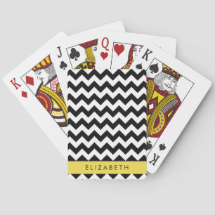 Schwarz und Weiß Zigzag, Zickzack Muster, Ihr Name Spielkarten