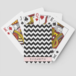 Schwarz und Weiß Zigzag, Zickzack Muster, Ihr Name Spielkarten