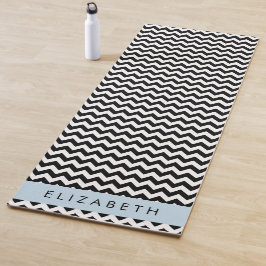 Schwarz und Weiß Zigzag, Zickzack Muster, Ihr Name Yogamatte