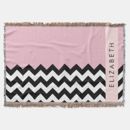 Schwarz und Weiß Zigzag, Zickzack, Rosa, Ihr Name Decke