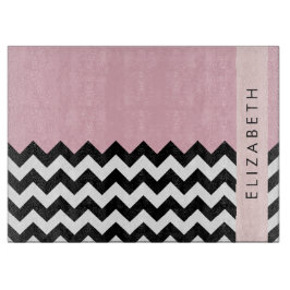 Schwarz und Weiß Zigzag, Zickzack, Rosa, Ihr Name Schneidebrett