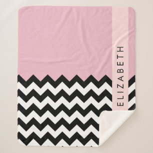 Schwarz und Weiß Zigzag, Zickzack, Rosa, Ihr Name Sherpadecke