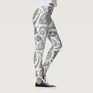 Schwarz-Vintag-Paisley-Muster Leggings