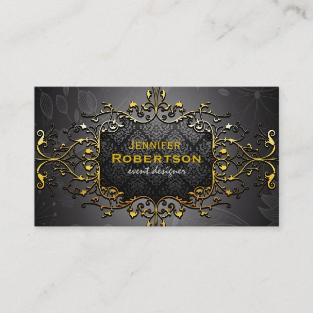 Schwarz-Vintage Glattleder-Rahmen Visitenkarte (Vorderseite)