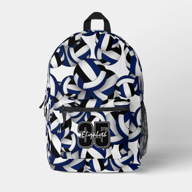 Schwarz-Volleyball-Mannschaftsfarben gemustert Bedruckter Rucksack (Vorderseite)