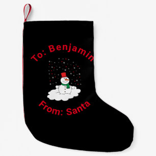 Schwarz vom Santa Individuelle Name Snowman Schnee Kleiner Weihnachtsstrumpf
