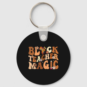 Schwarz-Weihnachtsmonat-Shirt Lehrer Groovy Schwar Schlüsselanhänger