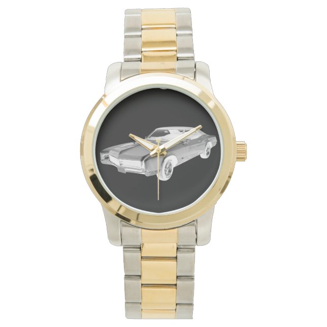 Schwarz-Weiß 1967 Buick Riviera Pop Kunst Armbanduhr (Vorderseite)