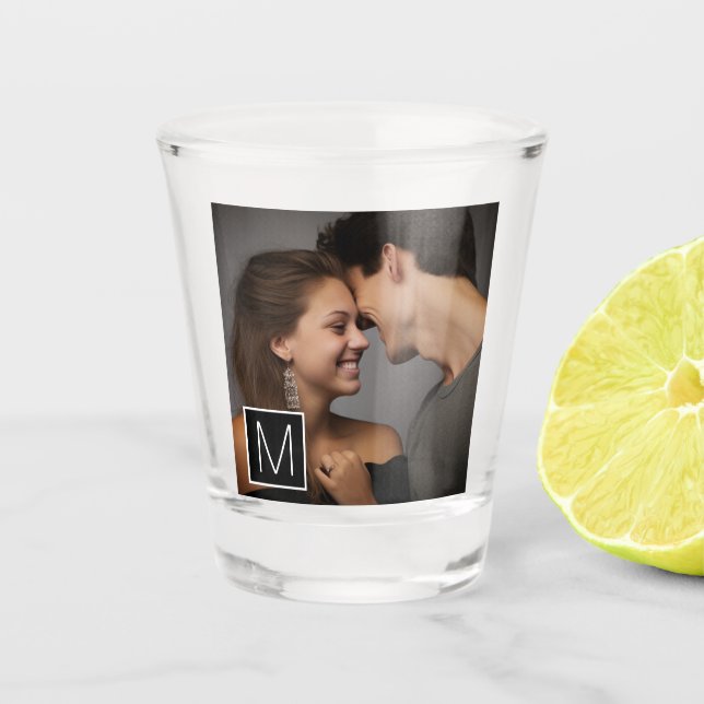 Schwarz-Weiß-1-Fotoleime für benutzerdefinierte Mo Schnapsglas (Vorderseite)
