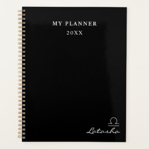 Schwarz-Weiß-2022 Libra Zodiac-Zeichenplaner Planer