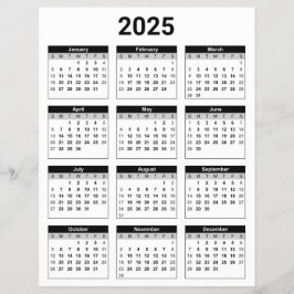 Schwarz/Weiß 2025 Jahr auf einen Blick Flyer