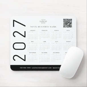 Schwarz Weiß 2027 Kalender Geschäft Logo Unternehm Mousepad